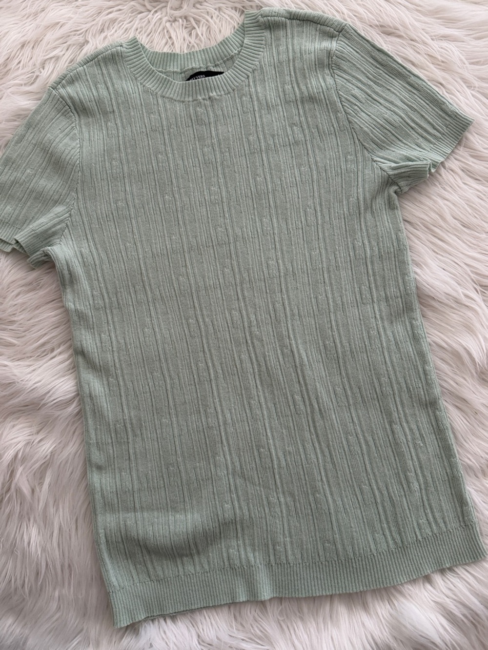Simply Vera Vera Wang Mint Ribbed Short-Sleeve Top